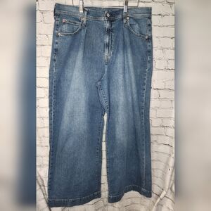 Gap Women’s High Rise Wide Leg‎ Denim Cropped Trouser Size 14R